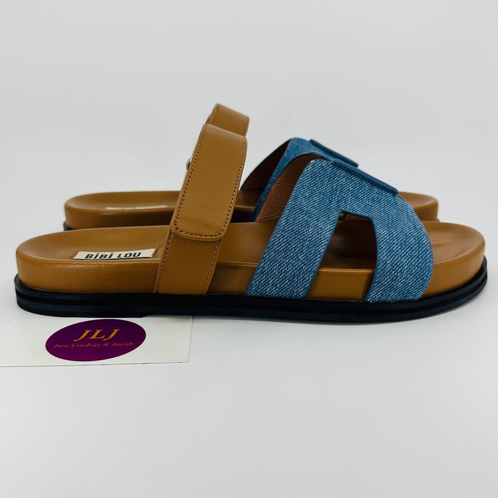Bibi Lou Women's Mandy 525 Cutout Slide Sandals Sky Blue/ Tan Size 40/ 9.5-10 US